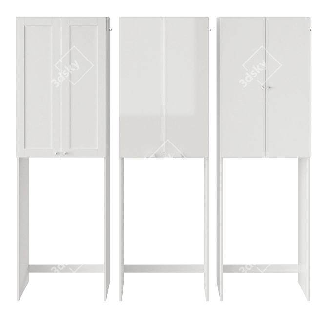 Sleek White Laundry Cabinet with BAGGANÄS Handles 3D model image 2