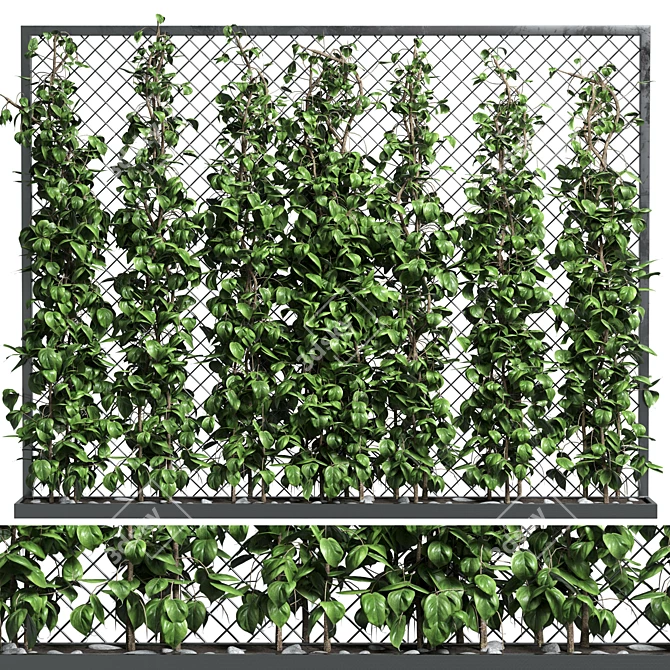 Outdoor Metal Vase with Fence & Ivy 3D model image 1