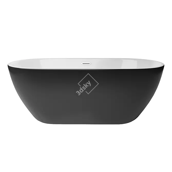 Sleek Modern Black Bathtub 3D model image 5