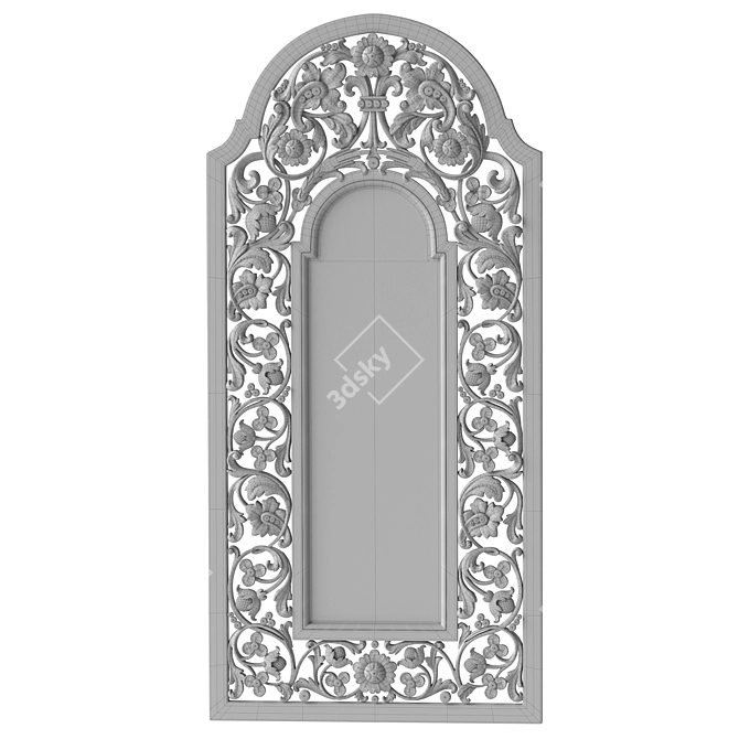 Elegant Carved Wood Mirror 3D model image 5