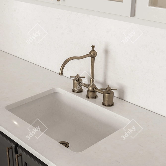 Neo Classic Black & White Kitchen Set 3D model image 2