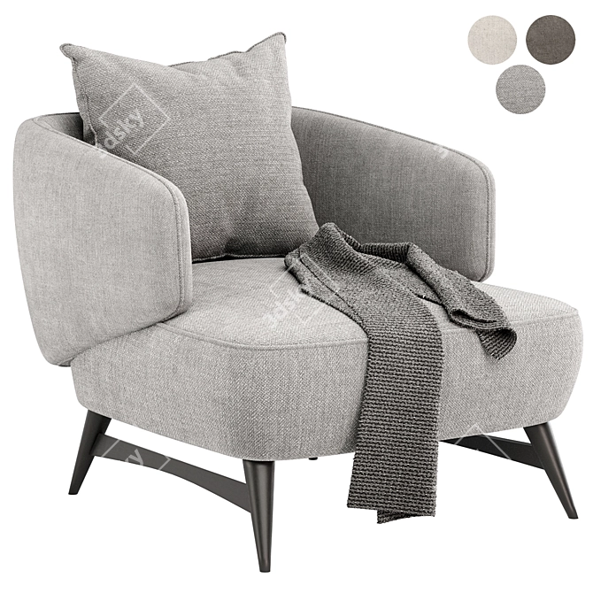 Modern Aries Armchair: Sleek Design, Multiple Colors 3D model image 2