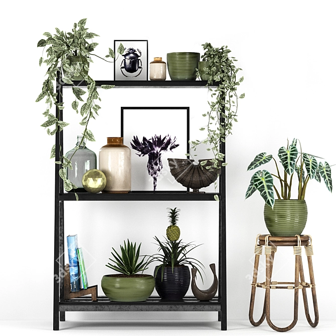 Lush Foliage Decor Set 3D model image 1