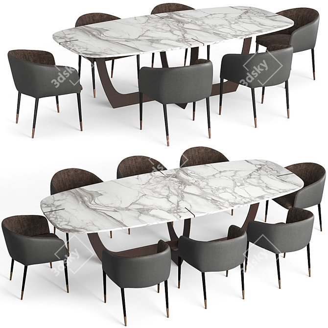 Baxter Romeo Table & Sunpan Asher Chair: Modern Luxury Pair 3D model image 1