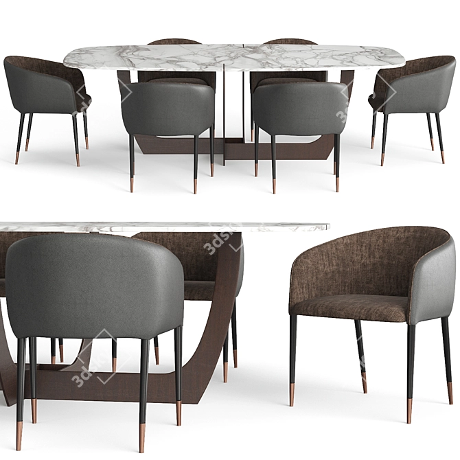 Baxter Romeo Table & Sunpan Asher Chair: Modern Luxury Pair 3D model image 2