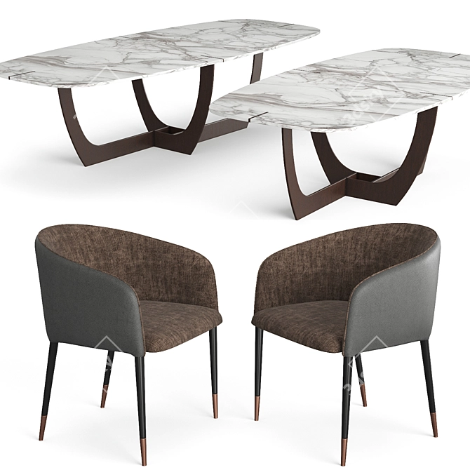 Baxter Romeo Table & Sunpan Asher Chair: Modern Luxury Pair 3D model image 3