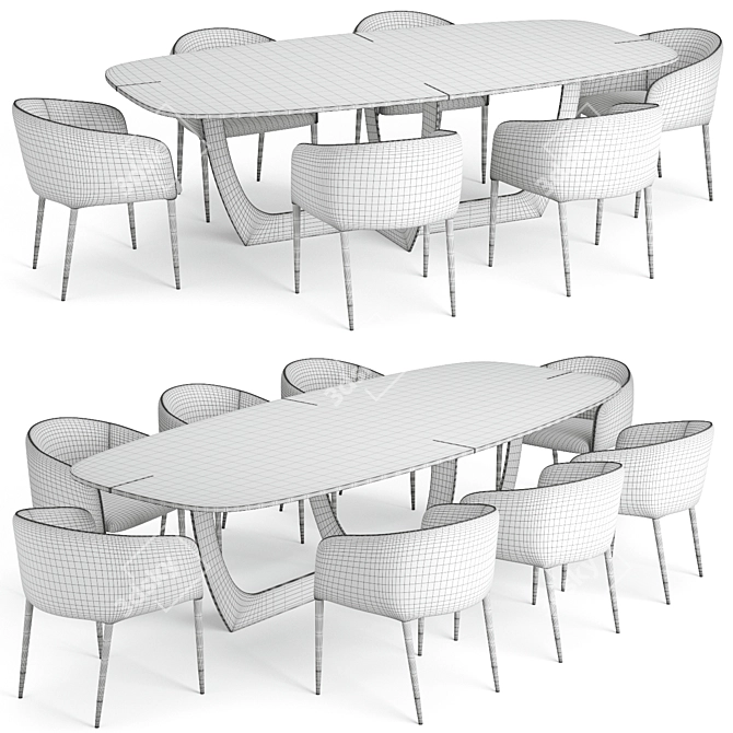 Baxter Romeo Table & Sunpan Asher Chair: Modern Luxury Pair 3D model image 5