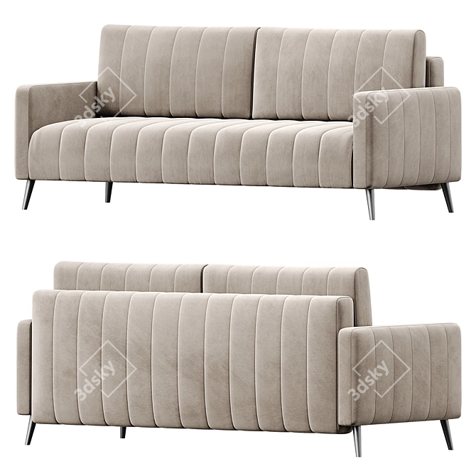 Geometric Stitch Velvet Sofa 3D model image 1