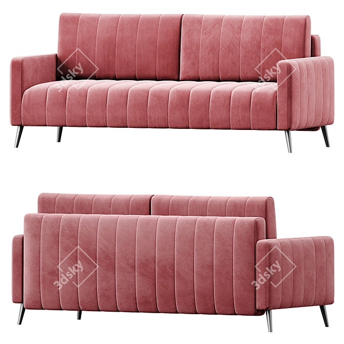 Geometric Stitch Velvet Sofa 3D model image 4