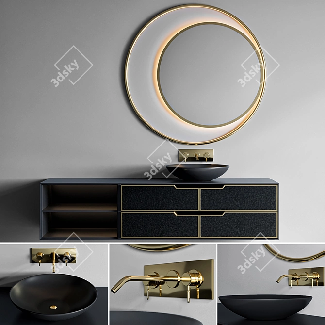 Modern Bathroom Furniture Set 3D model image 1