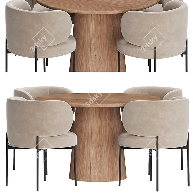 Elegant Akiko Dining Set 3D model image 1