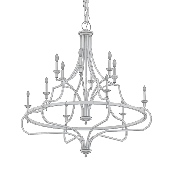 Elegant Shields 12-Light Chandelier 3D model image 2