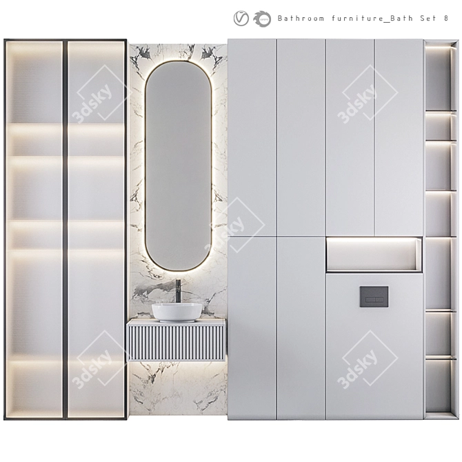 Modern Bathroom Furniture Set 3D model image 1