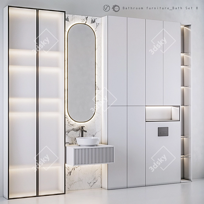 Modern Bathroom Furniture Set 3D model image 2