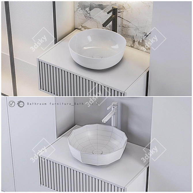 Modern Bathroom Furniture Set 3D model image 3