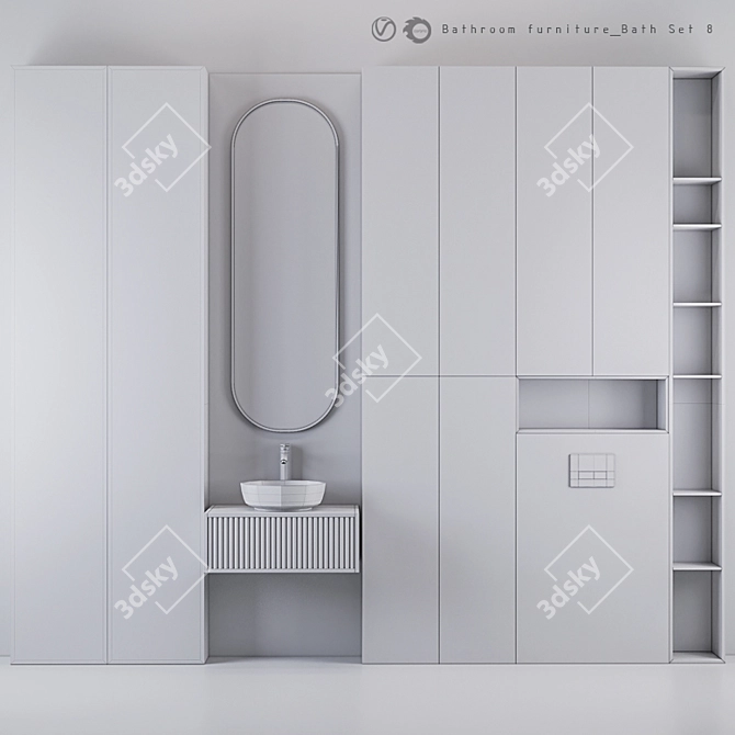 Modern Bathroom Furniture Set 3D model image 5