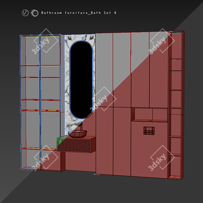 Modern Bathroom Furniture Set 3D model image 6