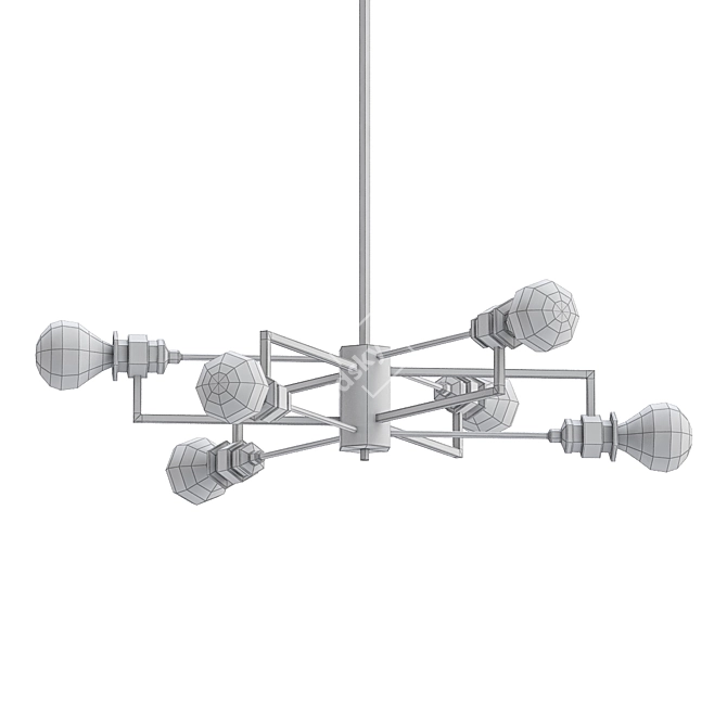 Sleek Sputnik 6-Light Linear Chandelier 3D model image 2