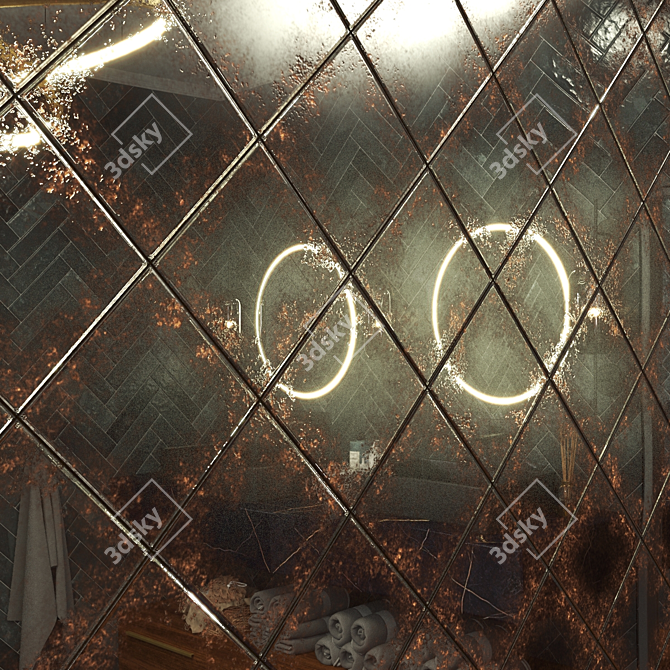 Vintage Rusty Mirror Tiles 3D model image 6