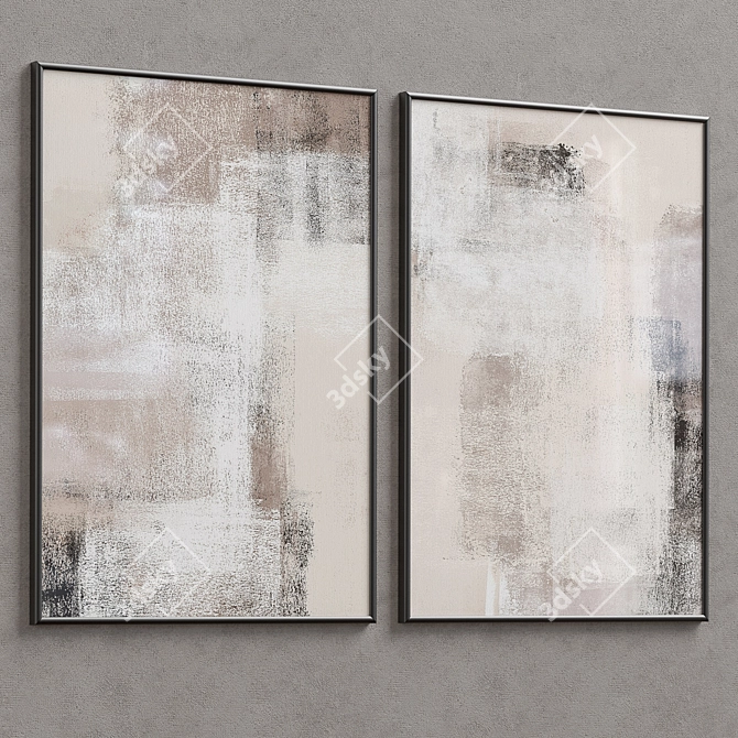 Boho Minimalist Framed Print Set 3D model image 1