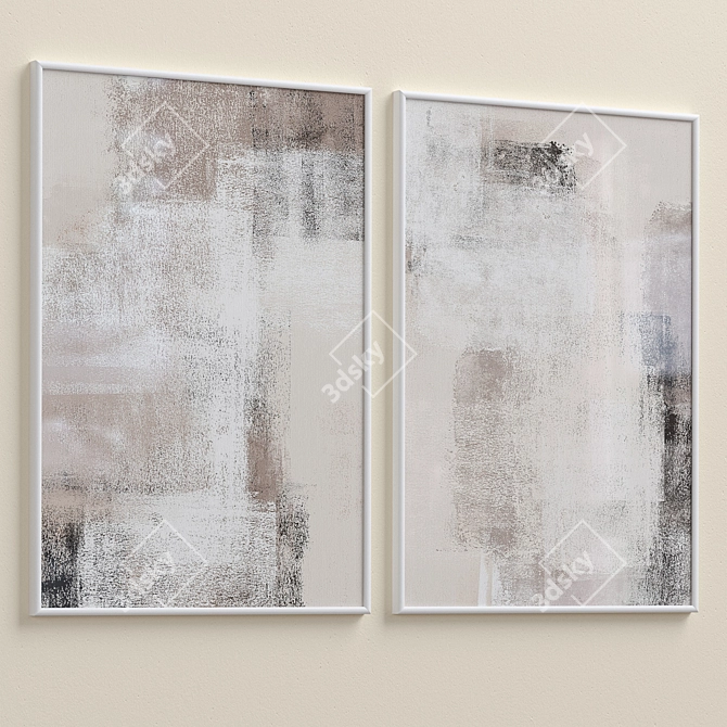 Boho Minimalist Framed Print Set 3D model image 2