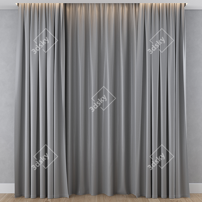 Modern Velvet Curtains with Pattern 3D model image 4