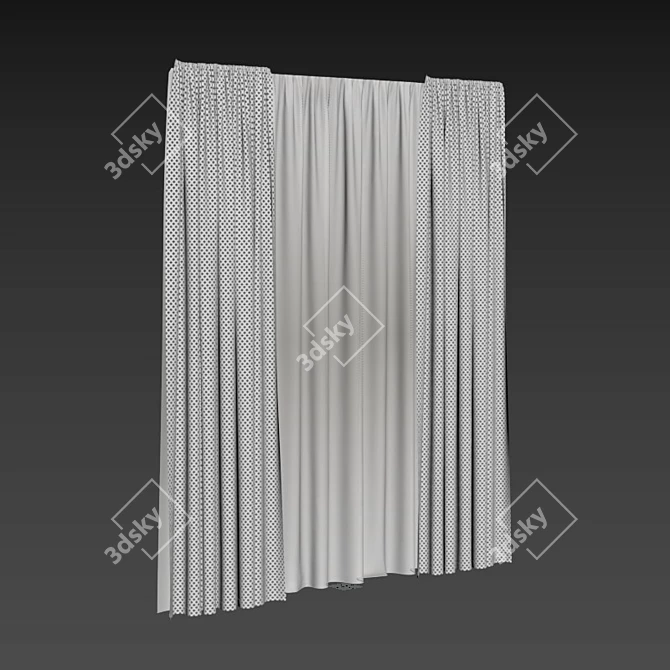 Modern Velvet Curtains with Pattern 3D model image 5