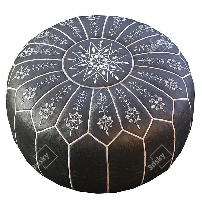 Vintage Moroccan Round Pouf: Elegant and Timeless 3D model image 3