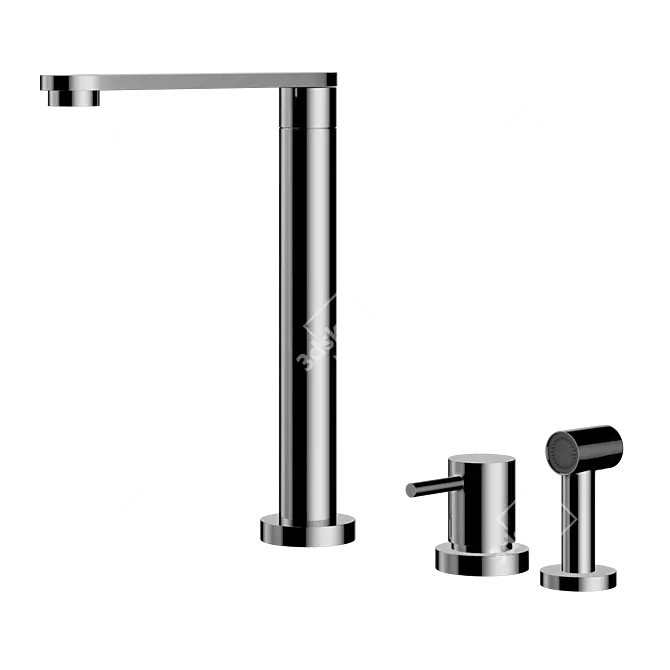 Quadro Brass Mixer: 360° Swivel Spout 3D model image 1