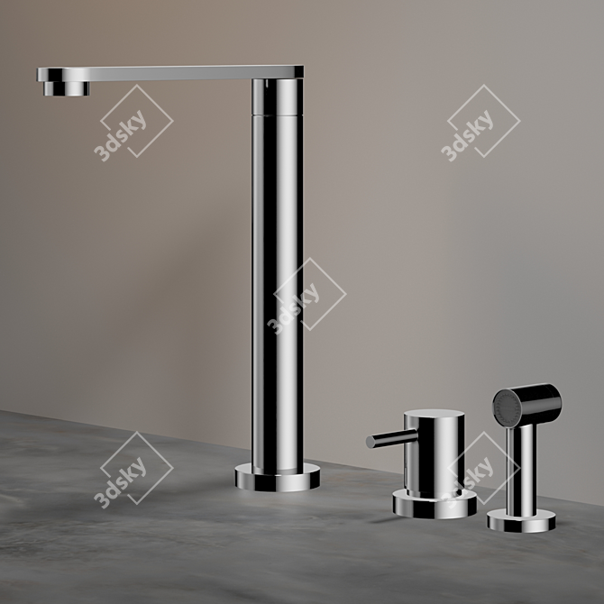 Quadro Brass Mixer: 360° Swivel Spout 3D model image 2