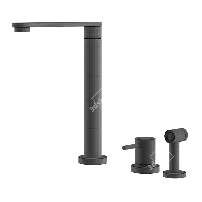 Quadro Brass Mixer: 360° Swivel Spout 3D model image 3