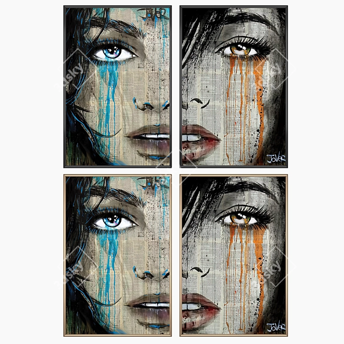 Elegant Wall Set: 2 Paintings with 4 Frame Options 3D model image 2