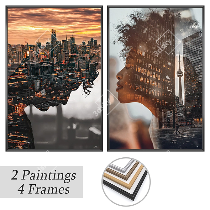 Elegant Wall Art Set 3D model image 1