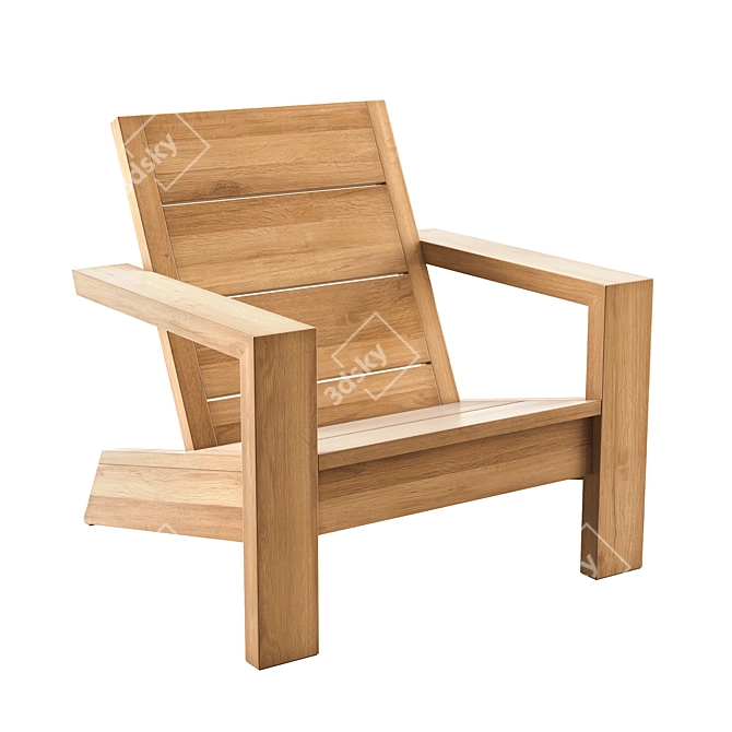 Premium Teak Outdoor Deck Chair 3D model image 2