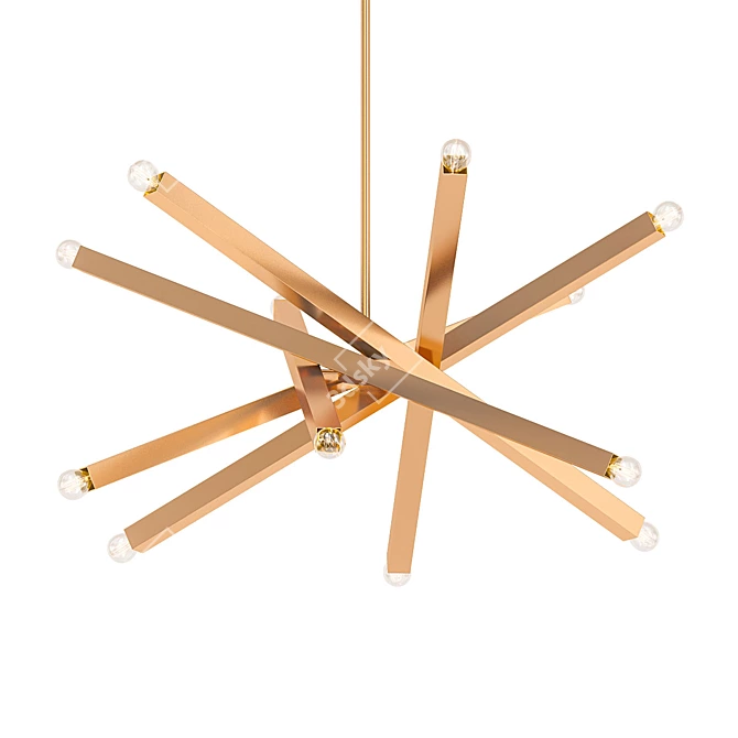 Brass Barre Chandelier: Elegant Illumination 3D model image 1