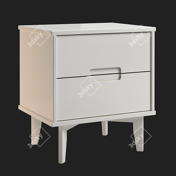 Modern Solid Wood Nightstand with 2 Drawers 3D model image 1