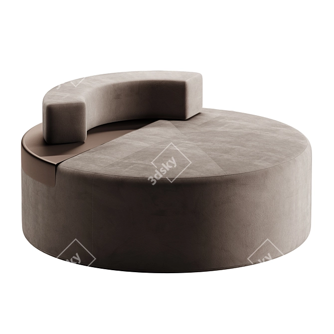 Asymmetrical Stitched Pouf: Flou MOON 3D model image 1