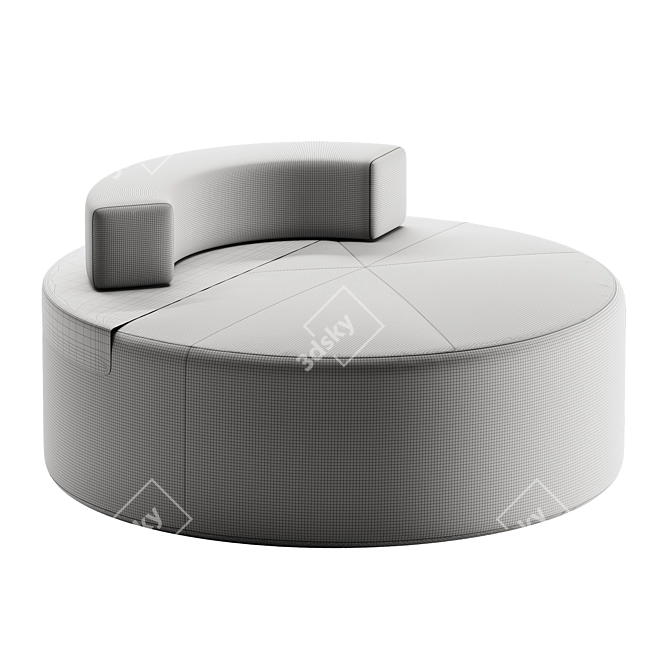 Asymmetrical Stitched Pouf: Flou MOON 3D model image 3