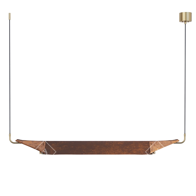 Elegant Brass Pendant with Leather - Pikartlights 3D model image 2