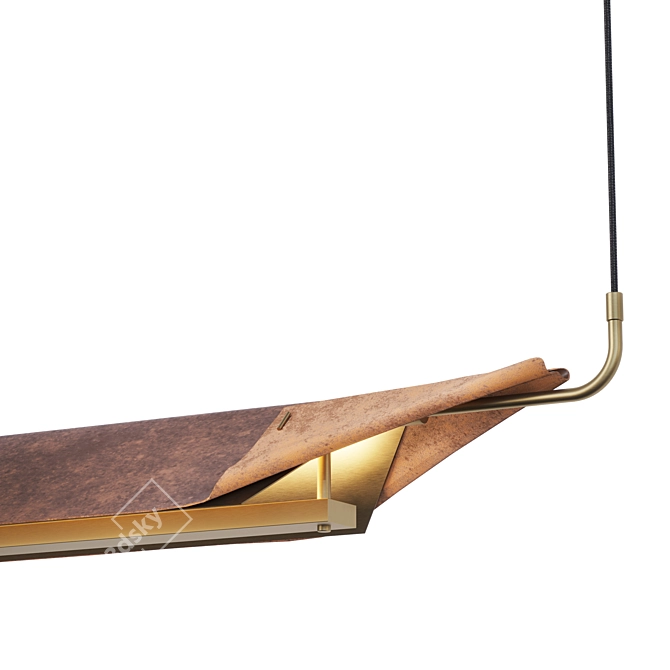 Elegant Brass Pendant with Leather - Pikartlights 3D model image 3