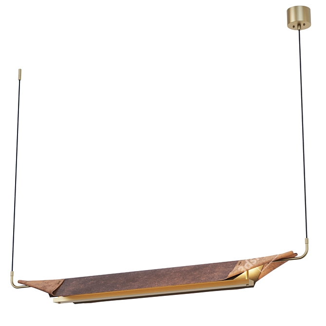 Elegant Brass Pendant with Leather - Pikartlights 3D model image 5