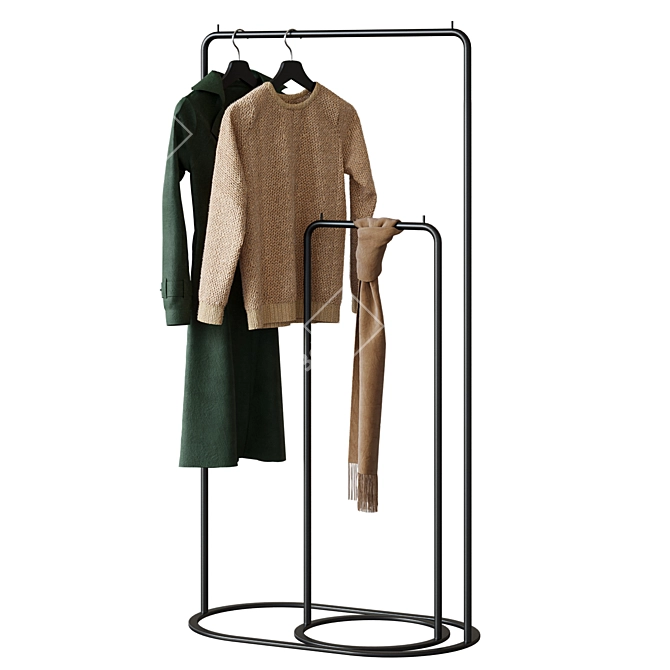 Sleek Black Clothes Hanger Rack 3D model image 1