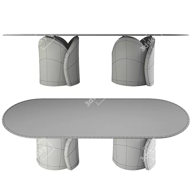 Elegant Oval Marble Table 3D model image 2