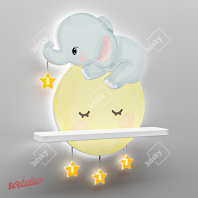 Illuminated Elephant Shelf: "Mond Elephant 3D model image 1