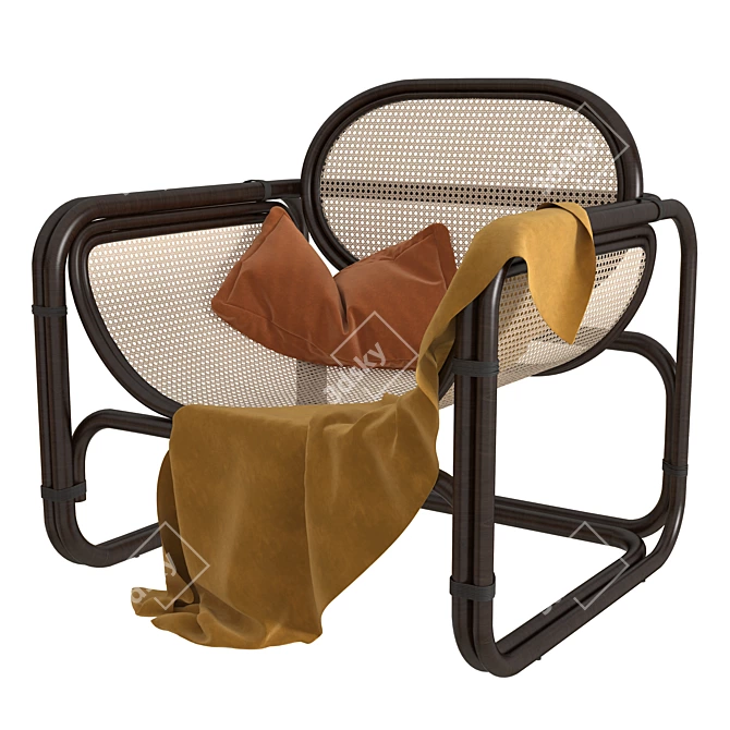 Minimal Rattan Lounge Chair 3D model image 1
