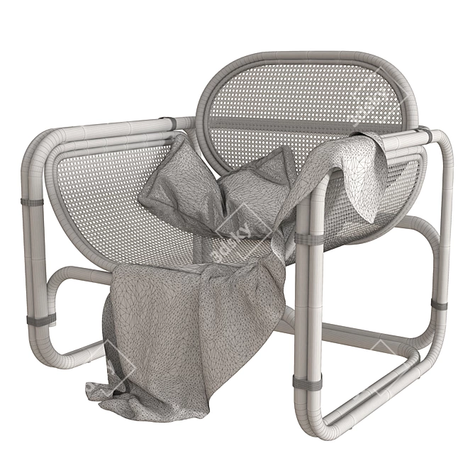 Minimal Rattan Lounge Chair 3D model image 3