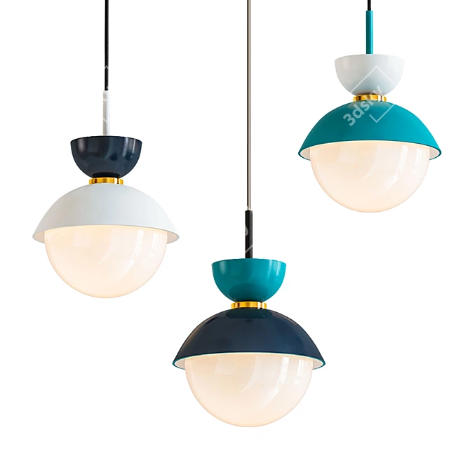 Sleek Nordic Pendant Light 3D model image 1