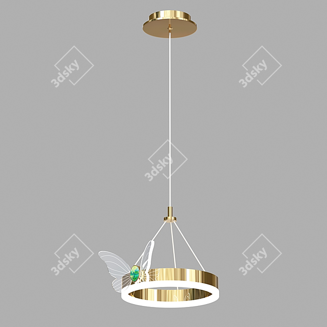 Golden LED Modern Butterfly Pendant 3D model image 3