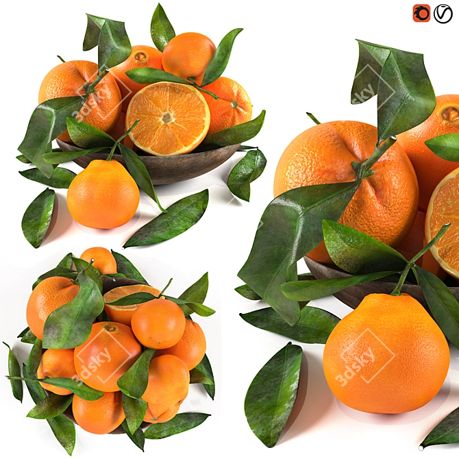 Citrus Delight Bowl: 3D Model Formats 3D model image 10