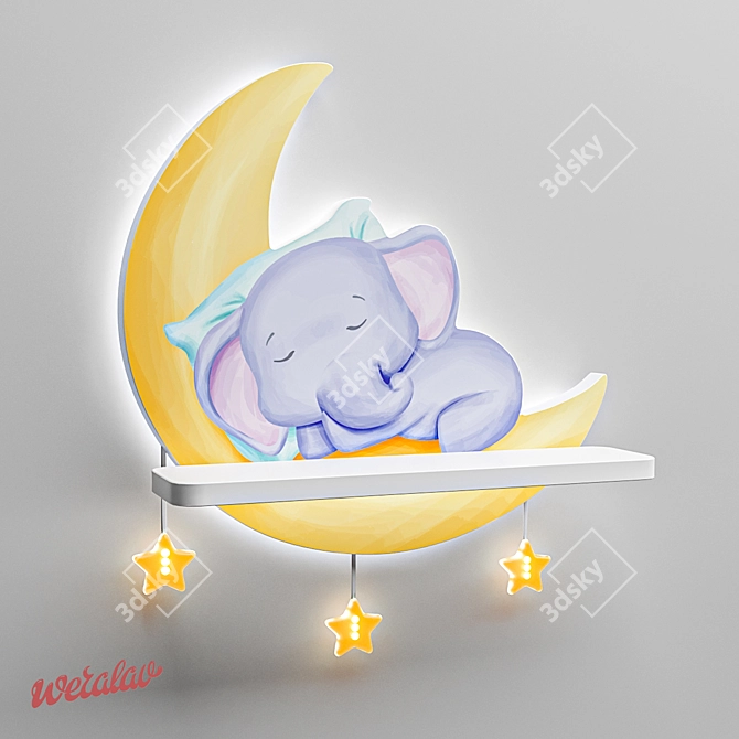 Illuminated Elephant Shelf 3D model image 1